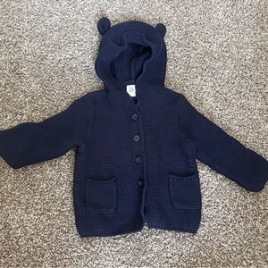 GAP Baby Knit Hooded Cardigan in Navy Blue